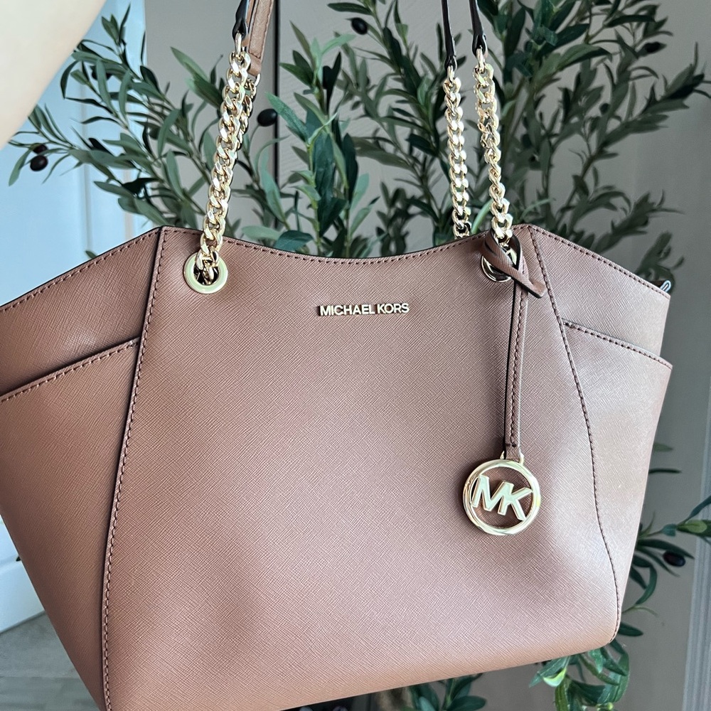 Michael Kors Brown Shoulder Bag with Gold Chain